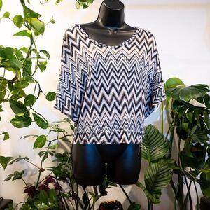 Pink Rose Zig Zag Crop Top, Size L